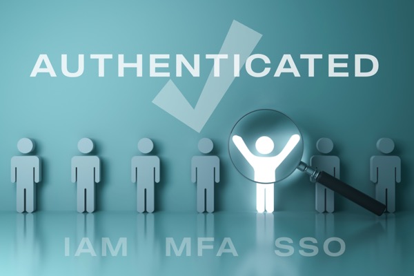 Vector image of person being identified in a line of people and being authenticated