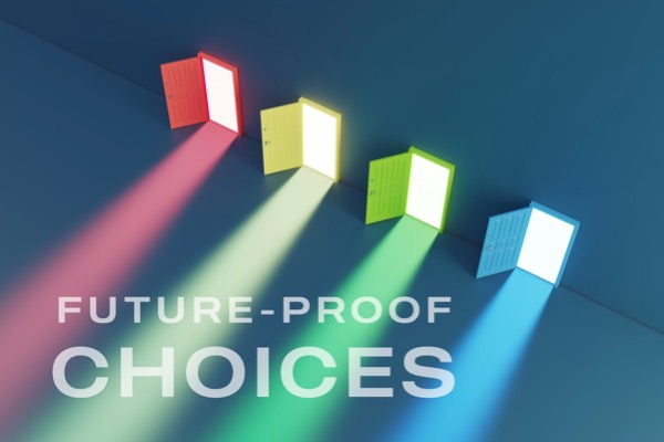 Future-proof choices represented by open doors