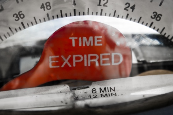 Close-up image of a parking meter whose time has expired