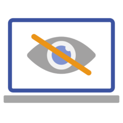 Iconic image of a human eye with a line through it on a computer screen showing FontAgent DC3 working transparently on user machines