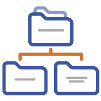 Graphic of a parent set folder with two nested set folders hierarchically beneath it