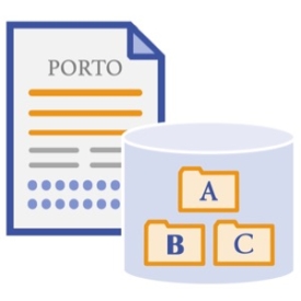 Blue and orange icons of font sample sheet and exported folders