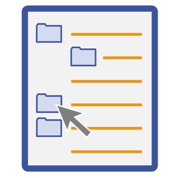 Blue and orange icon depicting nested set folder