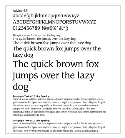 Font specimen sheet of font waterfalls and paragraphs produced by FontAgent